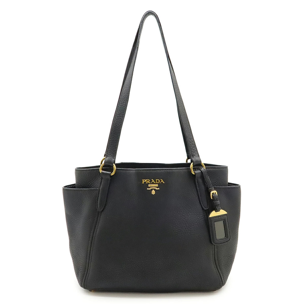 Prada Vitello Daino Tote Bag Shoulder Hobo Soft Leather NERO Black